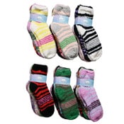 Wholesale - 5pk LADIES COZY STRIPED CREW SOCKS 9-11 SIZE C/P 60, UPC: 731351274436
